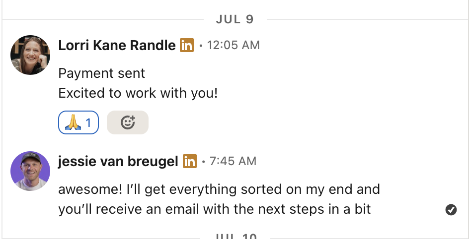 Lorri — client conversation or supporting payment screenshot
